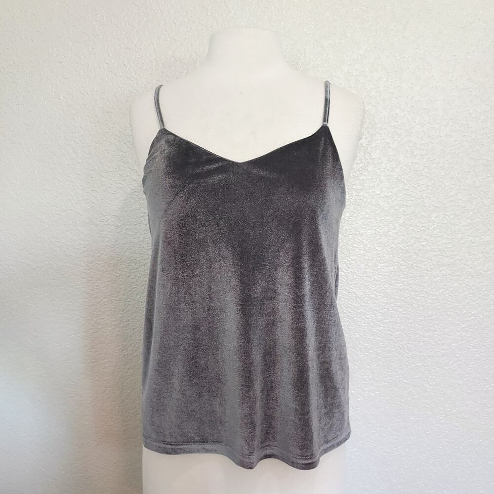 🔴3/$20 Yes Woman Design Gray Velvet Tank Top Size S